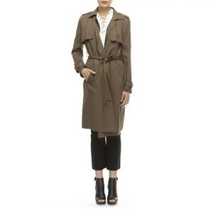 Three dots lightweight trench coat (army green) sz: xs womens